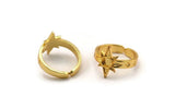 Gold Star Ring, Gold Plated Brass Ethnic Star Ring With 1 Stone Setting - Pad Size 4mm N1960