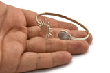 Silver Sun Cuff, Antique Silver Plated Brass Sun Cuff Stone Setting With 1 Pad -  Pad Size 10mm N1034