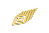 Brass Diamond Charm, 6 Raw Brass Diamond Charms With 1 Hole, Fringed Charms, Findings (43x16x0.60mm) SMP0335