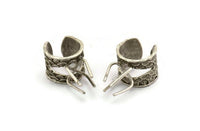 Claw Ring Settings - Antique Silver Plated Brass 4 Claw Ring Blanks For Natural Stones E657