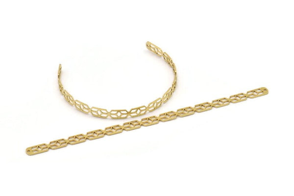 Brass Bracelet Blank, 4 Raw Brass Flat Bracelet With 2 Holes, Bracelet Findings (145x6x0.80mm) SMP0854 A6355