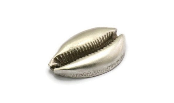 Silver Shell Finding, Antique Silver Plated Brass Cowrie Shell Finding, Pendant, Charm, Earring, Bead 38-41MM E596