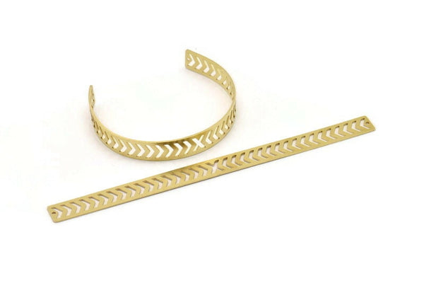 Brass Bracelet Blank, 2 Raw Brass Flat Bracelet With 2 Holes, Bracelet Findings (145x10x0.80mm) SMP0843