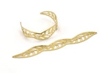 Brass Bracelet Blank, 2 Raw Brass Flat Bracelet With 2 Holes, Leaf Bracelet Findings (145x18x0.80mm) SMP0844 A3208