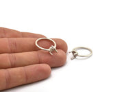 Claw Ring Setting, 2 Antique Silver Plated Brass 6.35mm Ring Settings with 3 Claws, Ring Blanks N0104-17.5