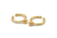 Adjustable Ring Settings, Gold Plated Brass 6 Claw Ring Blanks - Pad Size 4mm N0315