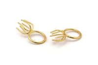 Claw Ring Setting, Gold Plated Brass 6 Claw Ring Blank For Natural Stones N0257 H1058