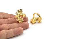 Gold Ring Setting, Gold Plated Brass Adjustable Ring With 1 Stone Setting - Pad Size 6mm N1262 H0980