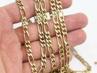 2 M Figaro Soldered Faceted Raw Brass Chain (14x4.5mm - 10.5x4.5mm) - W63