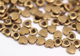 Brass Heart Bead, 100 Raw Brass Heart Settings  (4mm)