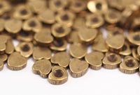 Brass Heart Bead, 100 Raw Brass Heart Settings  (4mm)