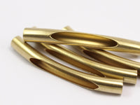 Brass Tube Beads, 20 Raw Brass Curved Tube Findings (50x7mm) A0727