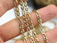 Open Link Chain, 5M Faceted Bar Raw Brass Soldered Chain (7x4-9.5x3.5mm) z052