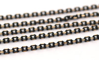 Flat Cable Chain, 50 Meters - 16.5 Feet (3.6x2.7mm) Black Antique Brass Faceted Soldered Flat Cable Chain -  Z067