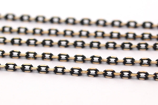 Black Link Chain, 50 M (3.5x2mm) Brass Soldered Chain - Z005