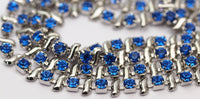 20 Cm Vintage 4.3 Mm Sapphire Crystal Rhinestone Chain With Silver Frame - Made In Austria Au18 Z157