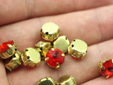 20 Ss39 Light Siam Rivoli Sew On Rhinestone Raw Brass Prong Setting 4 Hole Slider 8.3mm