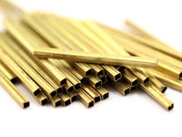 Brass Square Tubes - 50 Square Raw Brass Tubes (30x2x2mm) Sq22  A0714