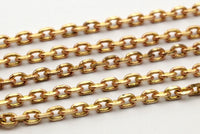 5 M Faceted Raw Brass Soldered Chain (3.80x2.60x0.75 Mm) W5-10  ( Z097 )