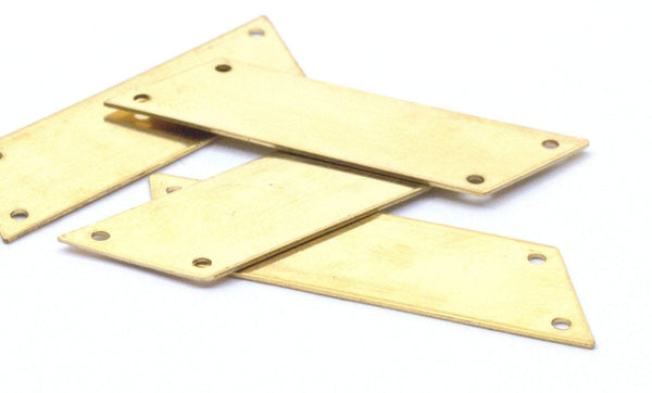 Brass Rectangle Bar, 5 Raw Brass Parallelogram Blanks with 4 Holes (15x48mm)  Brass 0548 A0603