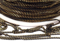 Curb Chain, Black Chain, 2m (1.5mm) Black Antique Brass Faceted Soldered Curb Chain - Ys009 ( Z046 )