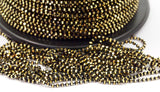 10 M 1.2 Mm Black Gold Brass Faceted Ball Chain  ( Z025 )