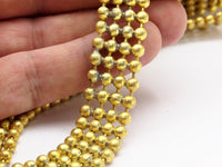 Brass Bracelet Chain, 1 M Raw Brass 4 Soldered Strand Ball Chain (13.5x3.2mm)  ( Z103 )