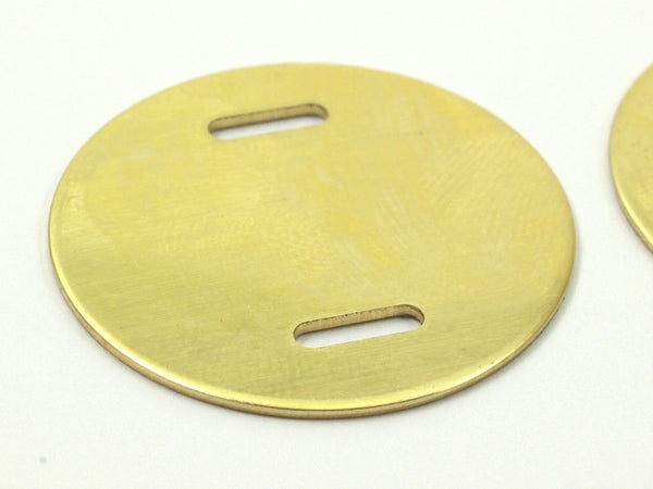 10 Raw Brass 28x0.80 Mm Stamping Blank Disc, 2 Hole ,   D135--N663