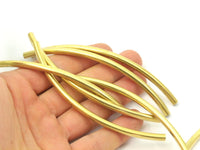 Brass Noodle Tube, 12 Raw Brass Curved Extra Long Tube Findings (110x5mm) Brc258