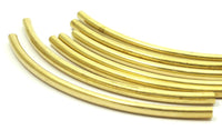 Brass Noodle Tube, 12 Raw Brass Curved Extra Long Tube Findings (110x5mm) Brc258