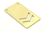 Brass Rectangle Bar, 6 Raw Brass Rectangle Stamping Blank with Chevrons with 2 Holes (35x20x0.80mm)  D0030--C076