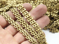 Brass Link Chain, 1m Raw Brass Double Strand Chain (9.3mm) ( Z078 )