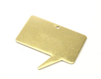 Square Speech Bubble, 5 Raw Brass Speech Bubble Blanks (37x34.5x0.80mm) D0312--c097