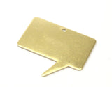 Square Speech Bubble, 5 Raw Brass Speech Bubble Blanks (37x34.5x0.80mm) D0312--c097