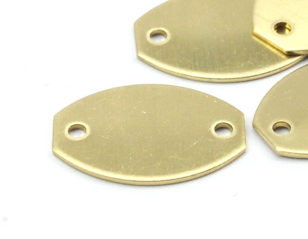 Brass Oval Blank, 12 Raw Brass Blanks with 2 Hole (21x14x0.80mm)   D163--N0662