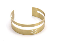 Brass Chevron Cuff - 2 Raw Brass Chevron Cuff Bracelet Bangles (20x155x0.80mm) Brc025