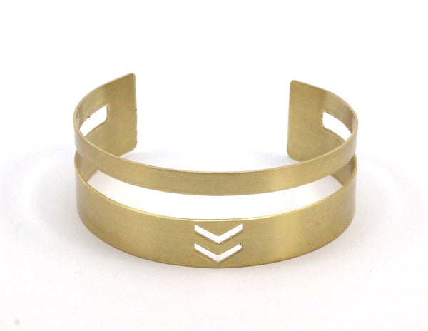 Brass Chevron Cuff - 2 Raw Brass Chevron Cuff Bracelet Bangles (20x155x0.80mm) Brc025