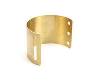 Brass Bohemian Cuff, 2 Raw Brass Cuff Bracelet Bangles with Rectangle Hole and 3 Holes (40x110x0.80mm)  Brc038