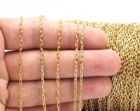 Tiny Brass Chain, 90 M - (4x2mm) Raw Brass Soldered Chain -BS 1067