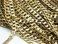 Open Link Chain, 4m Faceted Raw Brass Soldered Chain (7x4.7x1mm) Bs 1058