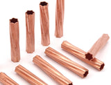 Copper Tube Beads - 12 Raw Copper Star Tube Beads (6x30mm) D0481