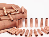 Copper Star Tubes - 12 Raw Copper Star Shaped Tube Beads  (6x20mm)  D0452