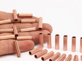 Copper Star Tubes - 12 Raw Copper Star Shaped Tube Beads  (6x20mm)  D0452