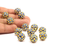 2 Brass Enamel Ball Beads 13mm   B-1