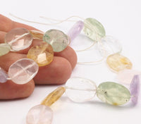 Prehnite Amethyst Citrine Pink Quartz Oval 19x15 Mm Gemstone Beads Full Strand G259