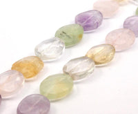 Prehnite Amethyst Citrine Pink Quartz Oval 19x15 Mm Gemstone Beads Full Strand G259