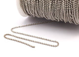 Silver Tone Chain, 5 Meters 16.5 Feet (1.5mm) Silver Tone Brass Faceted Ball Chain - W71