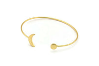 Gold Planet Cuff, Gold Plated Brass Open Bangles With Moon And Planet Ending BS 2029 V005