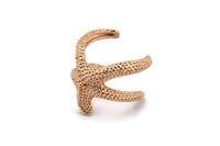 Rose Gold Starfish Ring, Rose Gold Plated Brass Adjustable Starfish Ring Mn69