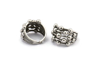 Silver Ball Ring, Antique Silver Plated Brass Adjustable Ball Ring N2108 H1557